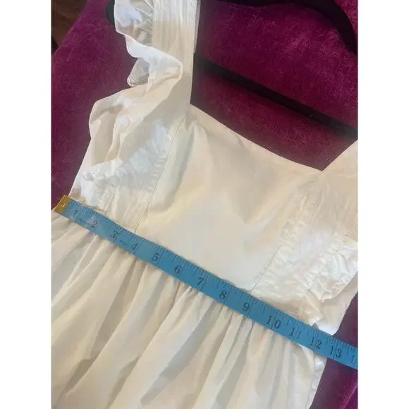 O.P.T Passion Midi Dress White Poplin Ruffle Apron Size Medium M Prairie Cottage - Picture 9 of 9